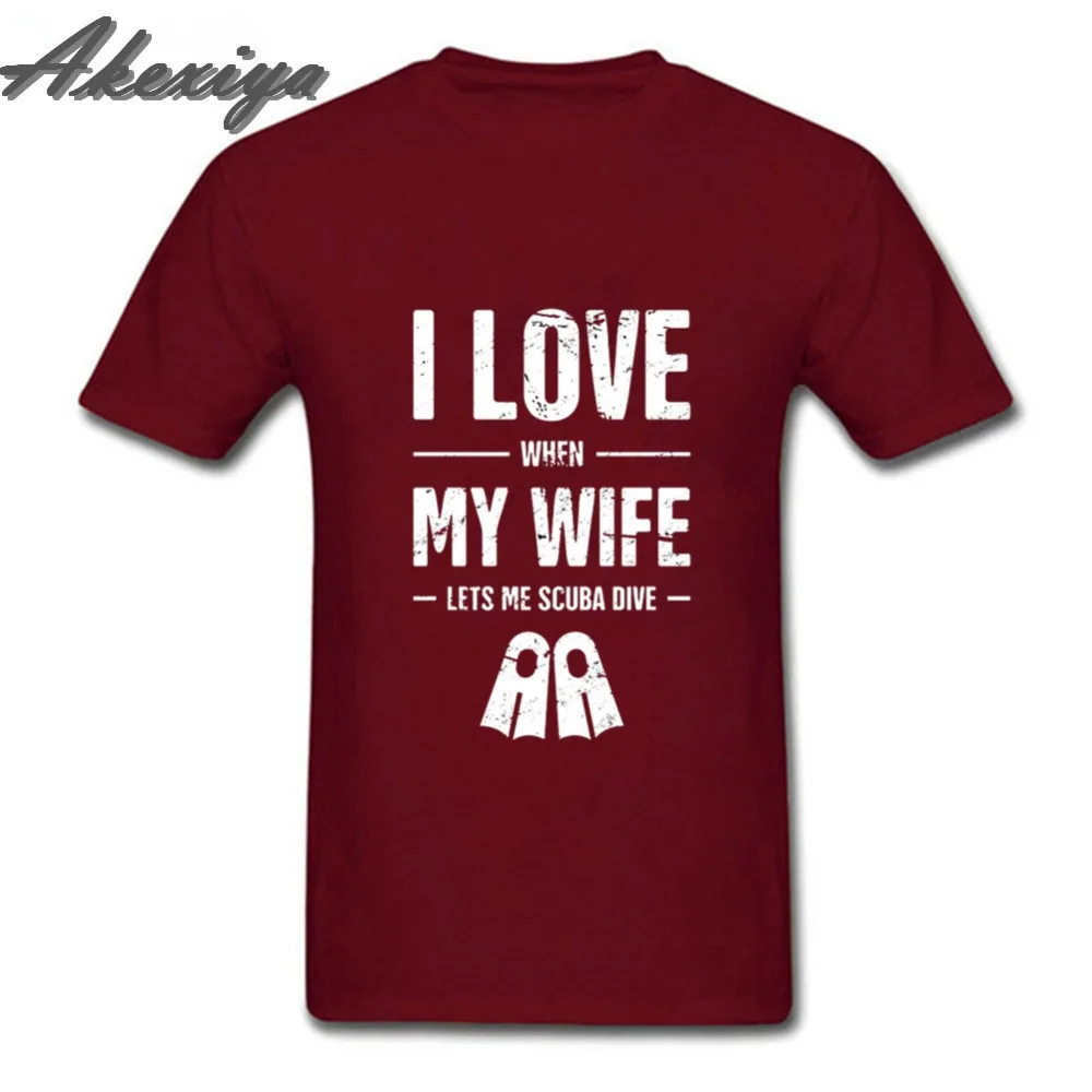 Мужская футболка с короткими рукавами Scuba DiveI Love When My Wife Lets Me Gift for Diver мягкая летняя