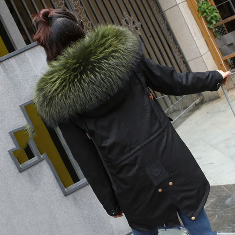 Женское меховое пальто парки для женщин зимнее длинное с большим воротником из