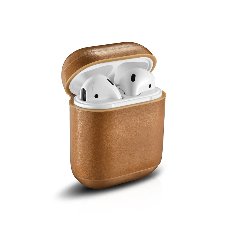 Чехол icarer для AirPods Винтажный чехол из натуральной кожи с металлическим крючком