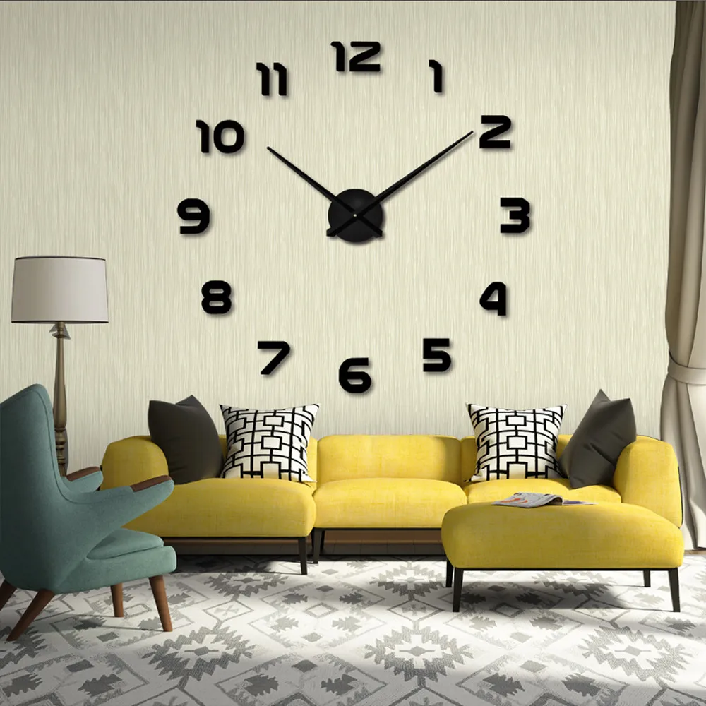 100% Brand New High Quality Fashion DIY Large 3D Number Mirror Wall Sticker Big Watch Home Decor Art Clock Drop Shipping | Дом и сад