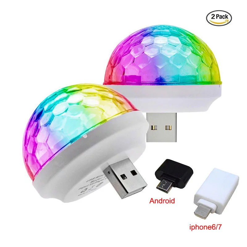 2 шт. мини USB сценический DJ светильник лампа диско шар стробоскоп Светодиодная для