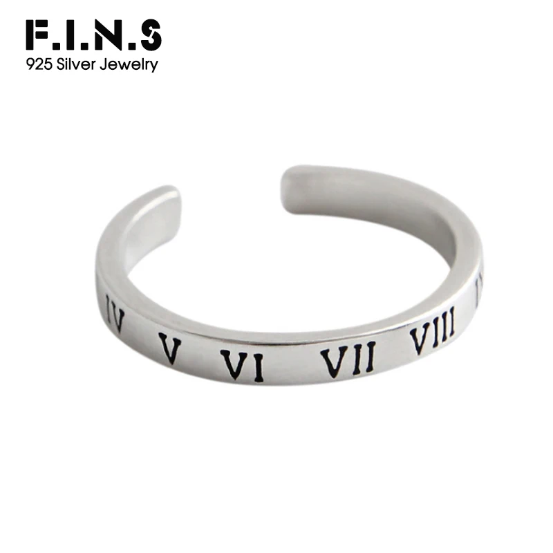 F.I.N.S 100% 925 пробы серебряные кольца для пальцев резное регулируемое кольцо с