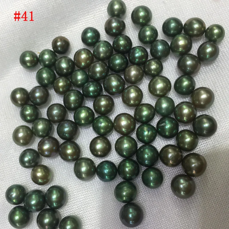 20 Pcs 7-8mm Dark Green Natural Love Wish Pearl Party Gift Oyster Round Loose Colored Pearls