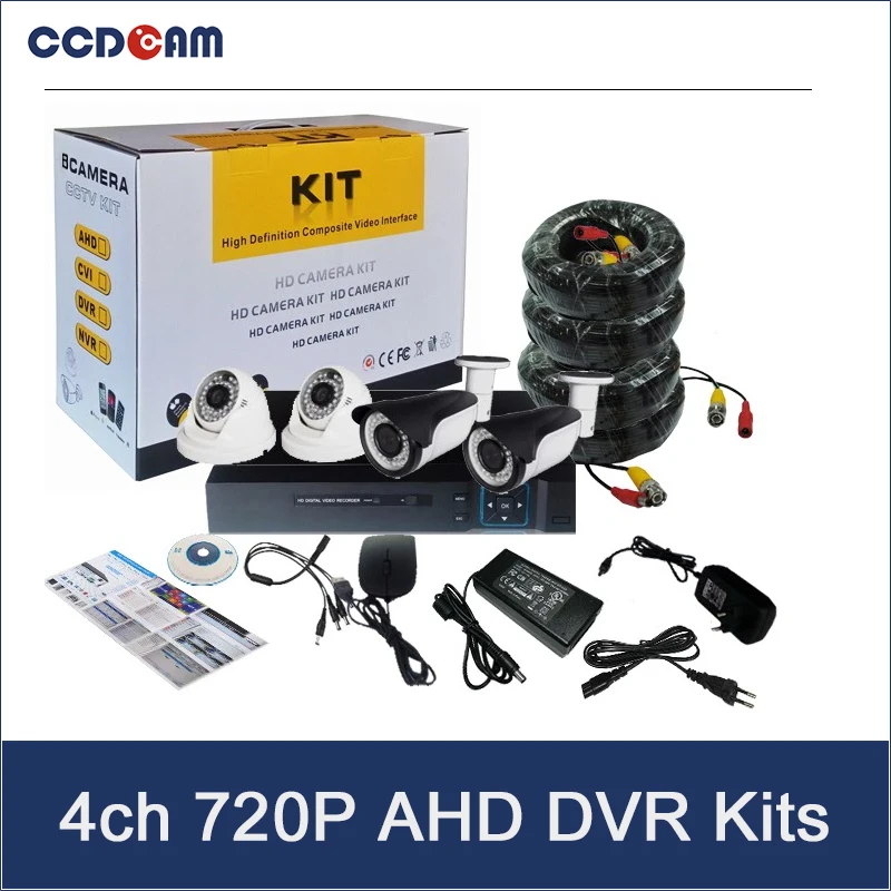 CCDCAM Бесплатная доставка 4 канала полный комплект CCTV DVR камера безопасности
