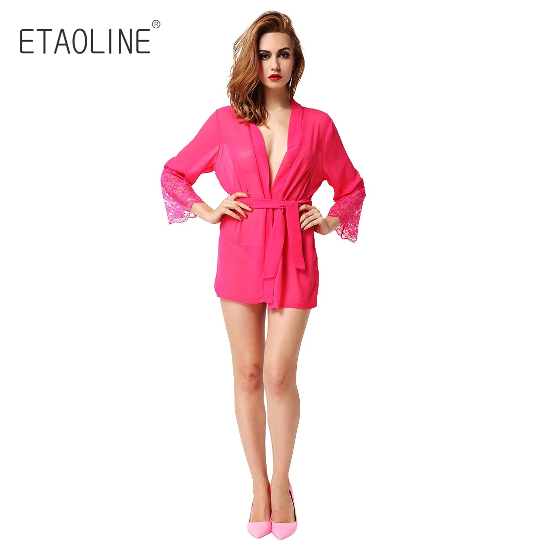 Пикантные женские халаты пижамы ночное кружева Lounge Robe Повседневное свободные