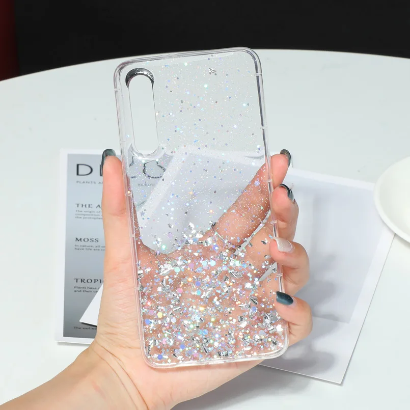 Роскошные Стразы с блестками чехол для Huawei P10 P20 P30 Lite Звезда прозрачная задняя Honor