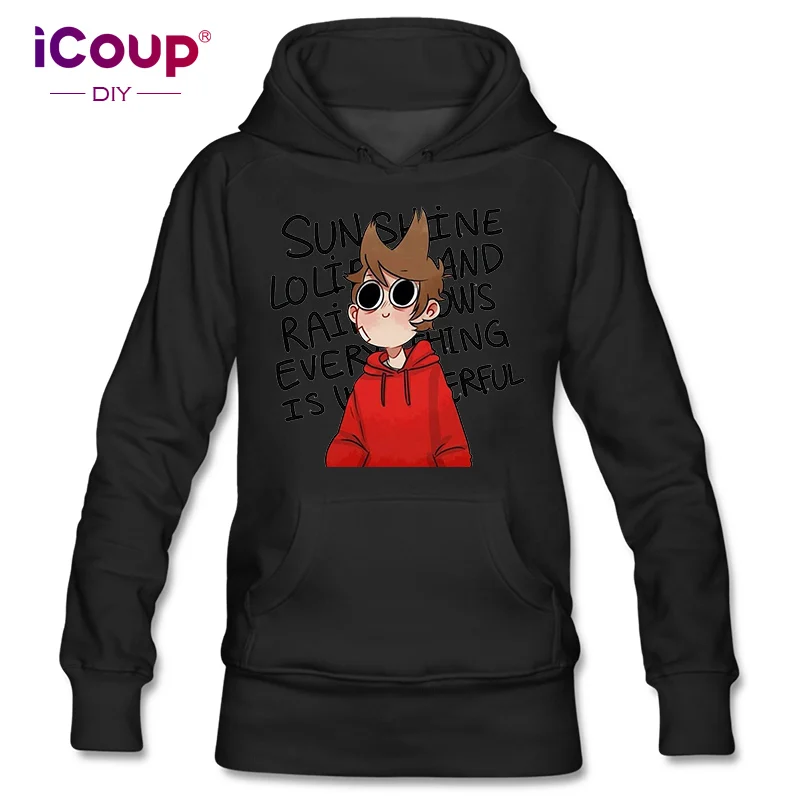 Черный ICoup Женская толстовка Eddsworld Tord хлопок - Цвет: Черный