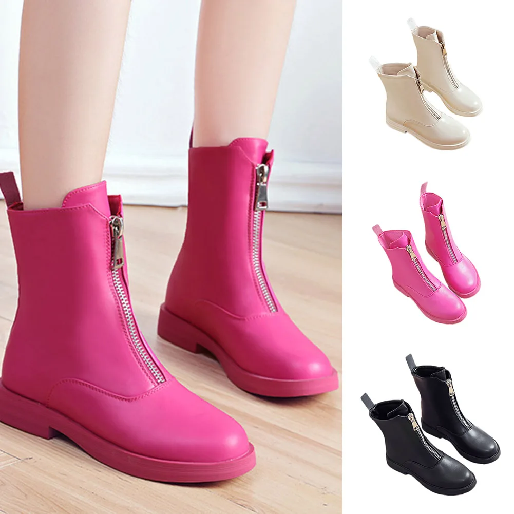 YJSFG/модные женские зимние ботинки обувь до середины икры из искусственной кожи