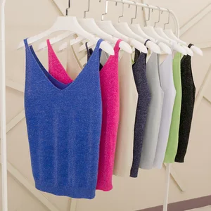 Кроп-топ женский трикотажный, пикантная майка с золотыми нитями, топ, майка для фитнеса, Белый Топ, лето 2020