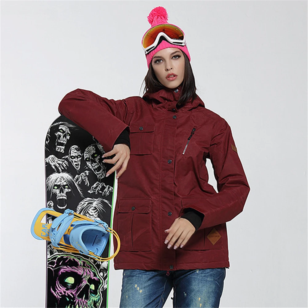 GSOU зимняя женская лыжная куртка водонепроницаемая для сноуборда плюс размер