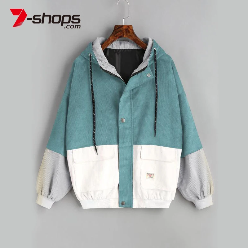 Зимнее женское пальто теплая Вельветовая куртка с капюшоном и карманами на