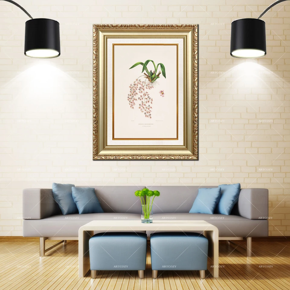 

Artcozy Golden Frame Abstract Flower Orchidaceae Waterproof Canvas Oil Painting For Home Decoration