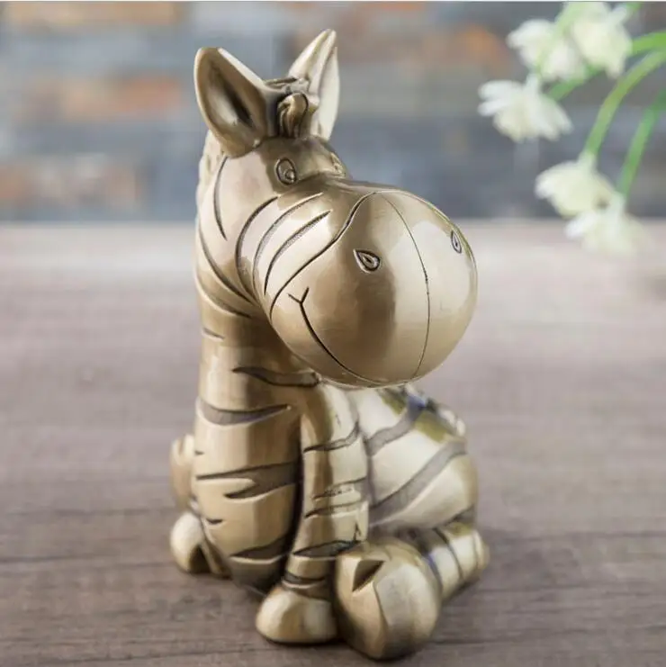 creative cartoon zebra metal piggy bank cash box coins for money safe coin dispenser chirldren's gift PB032 | Дом и сад