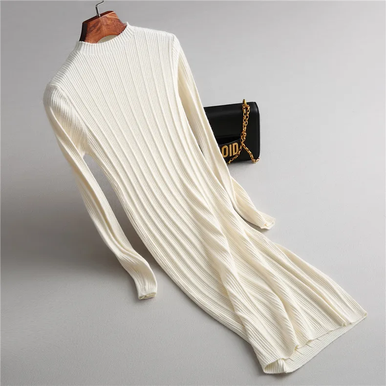 2018 Women Sweater Stand Collar Long Sleeve Pullovers Bodycon Dress Knitting Femme Tricot Pull | Женская одежда