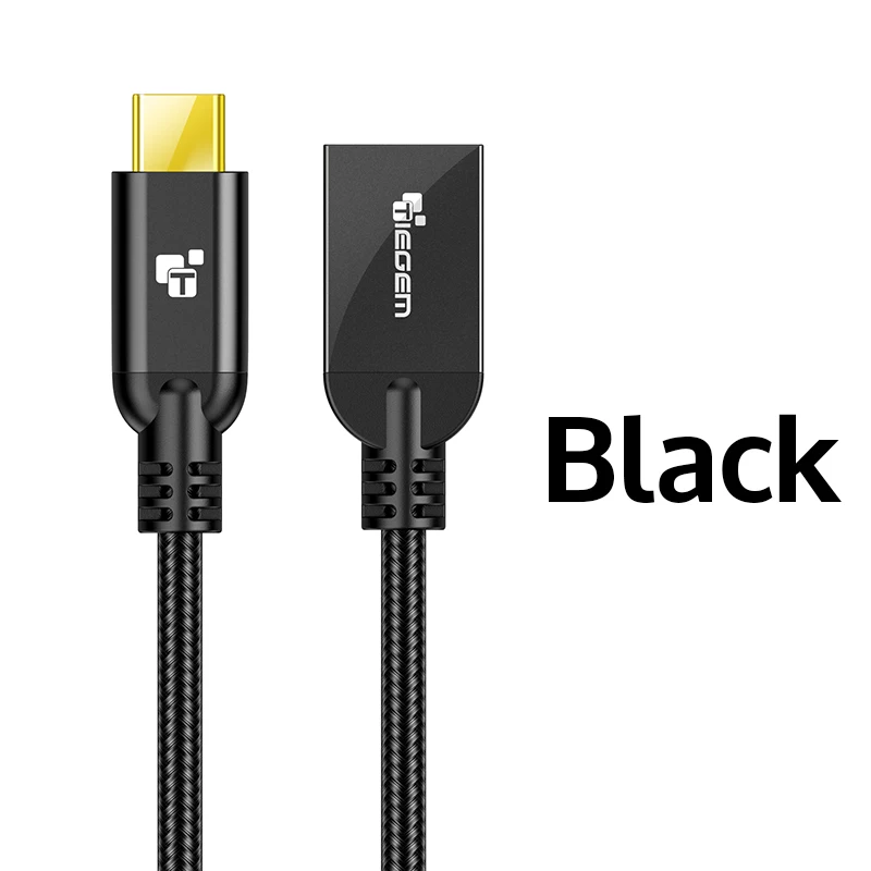 Tiegem usb type C OTG кабель папа-USB 3,0 Женский USB-C type-C адаптер 5 Гбит/с Синхронизация данных USB конвертер для Macbook samsung S8 Mi - Цвет: Черный