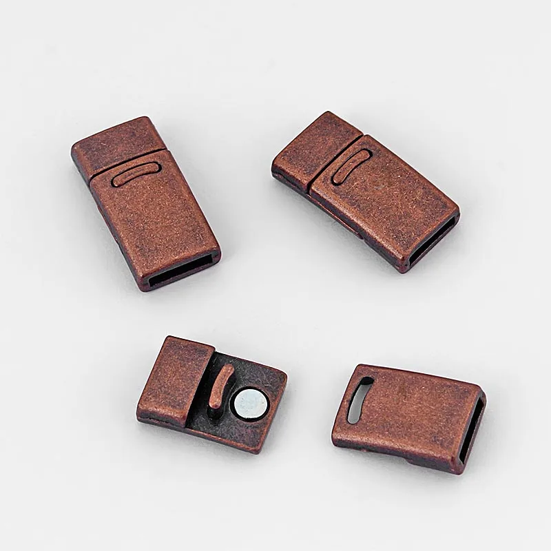 antique copper 5 комплектов античное серебро/бронза/медь изогнутая сильная Магнитная застежка подходит 10*2 мм плоский кожаный шнур DIY аксессуары для ювелирных изделий - Цвет: antique copper