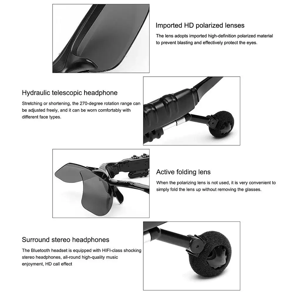 Умные Bluetooth 5 0 гарнитура беспроводные поляризационные солнцезащитные очки