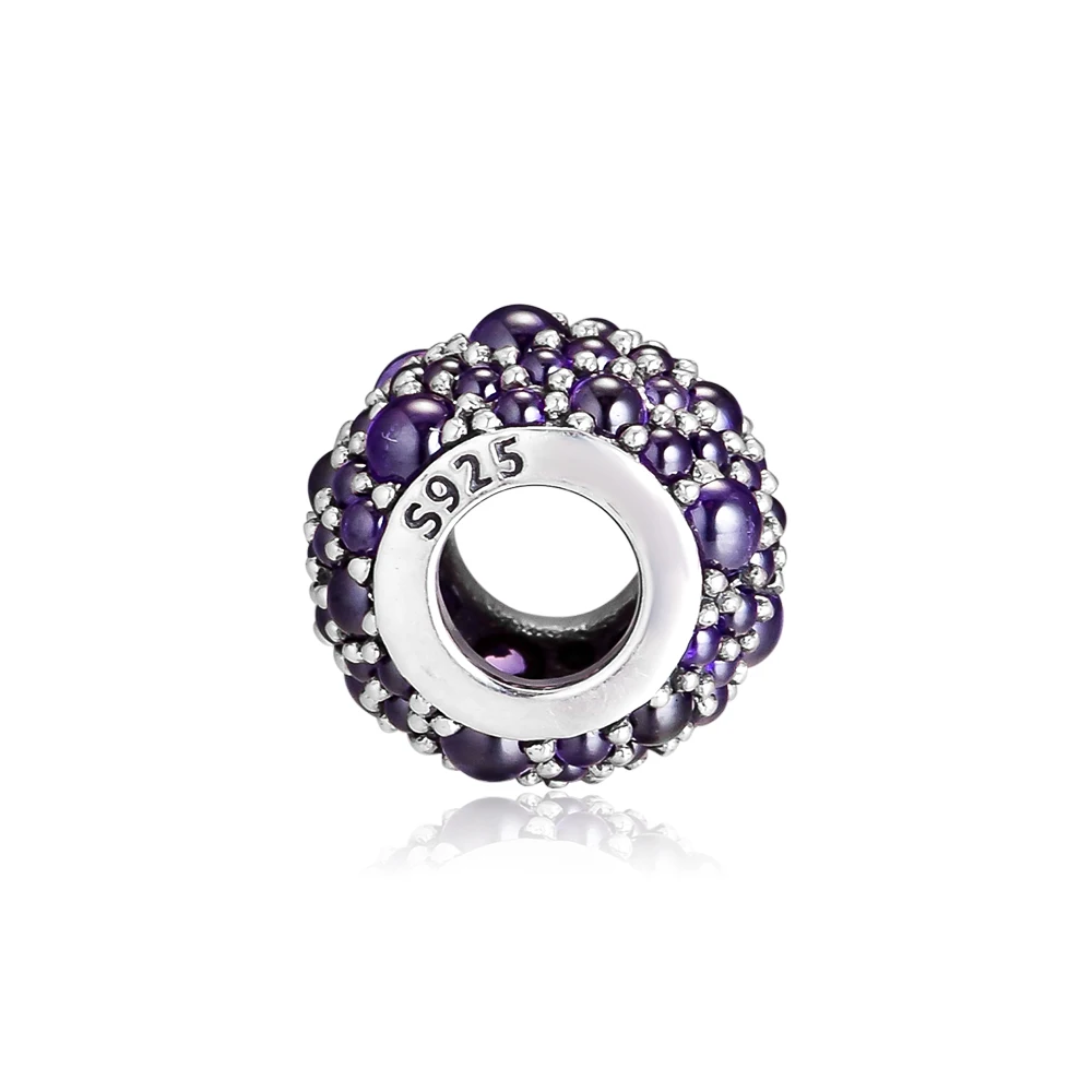 CKK Fit Pandora Браслеты фиолетовые мерцающие капли амулеты 925 оригинальные бусины из