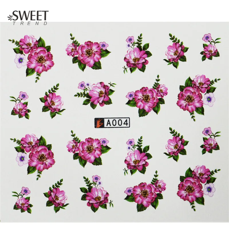 48 шт. очаровательные наклейки для дизайна ногтей с цветами Водные Наклейки