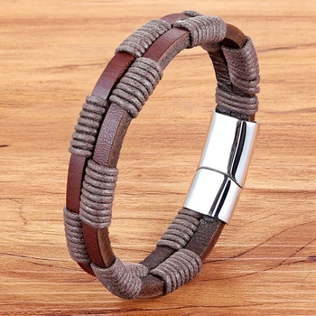 Braided Interlocking & Stitching Genuine Leather Bracelet 6