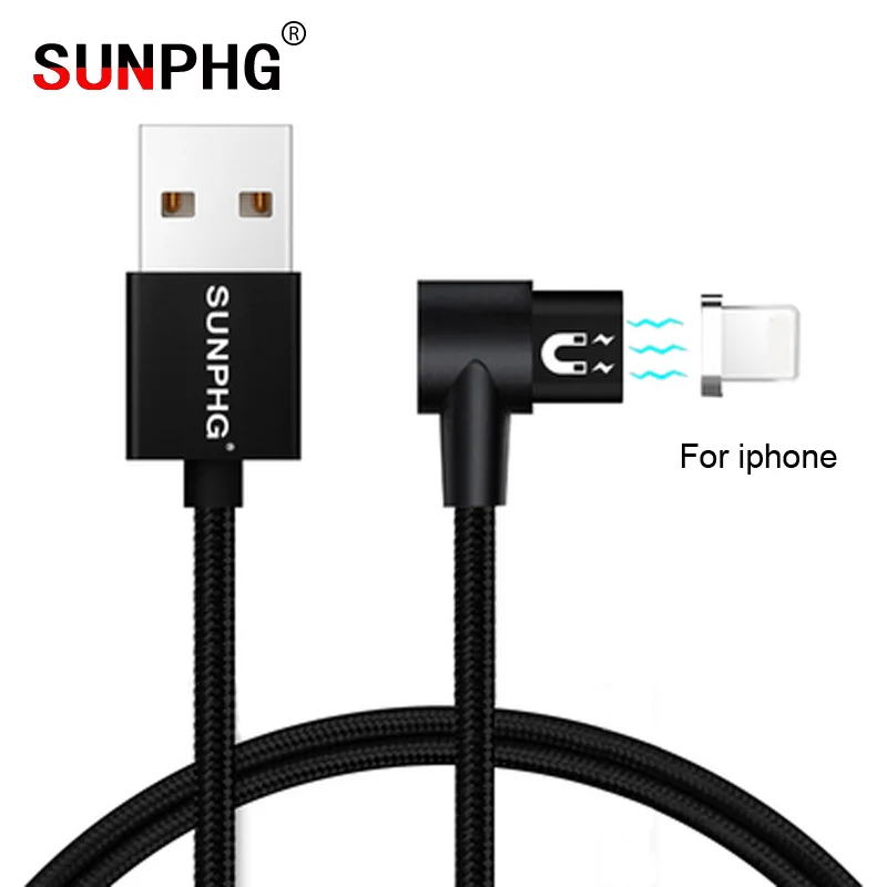 SUNPHG Магнитный зарядный кабель для iPhone 1м 2м Магнит данных L Форма линии провод