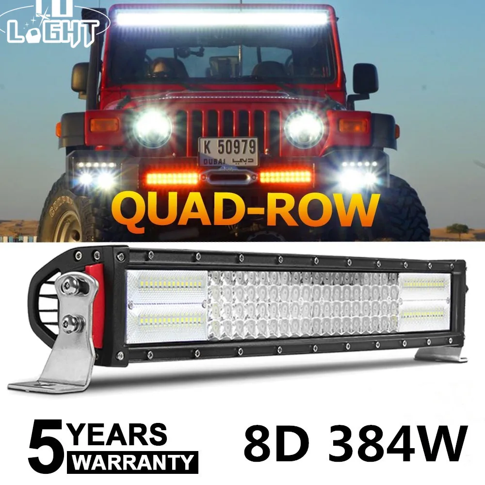CO LIGHT 8D 4 рядный 22 &quot4x4 светодиодный свет бар внедорожный 384 Вт комбинированный