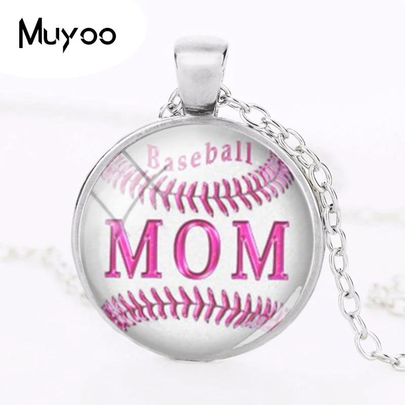 Новинка 2018 бейсбольная мамы ожерелье подвеска круглая цепочка стеклянные