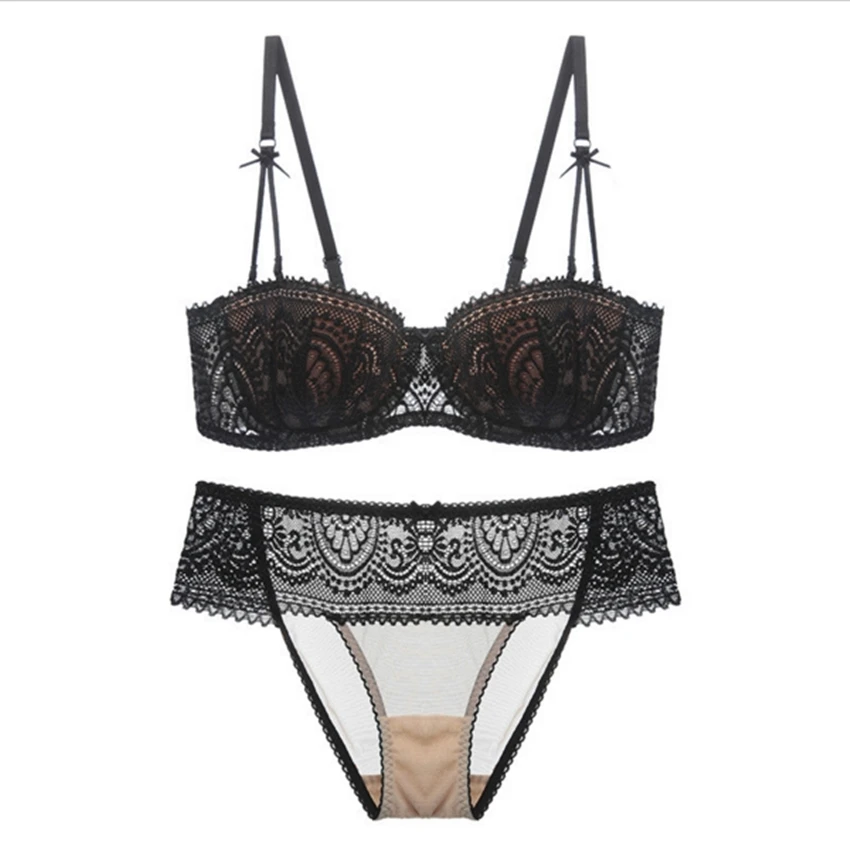 QIZHIMIAO ультратонкие кружевные сексуальные бюстгальтеры с чашечкой 1/2 комплекты