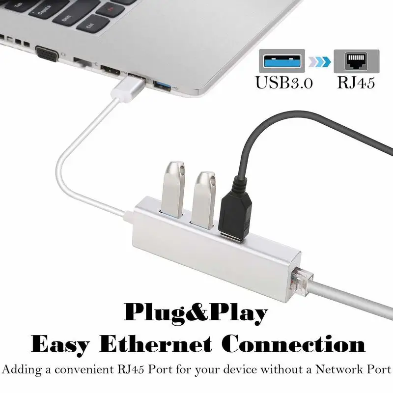 USB Ethernet адаптер Basix с 3 портами 0 концентратор к Rj45 1000 Мбит/с сетевая карта Lan для