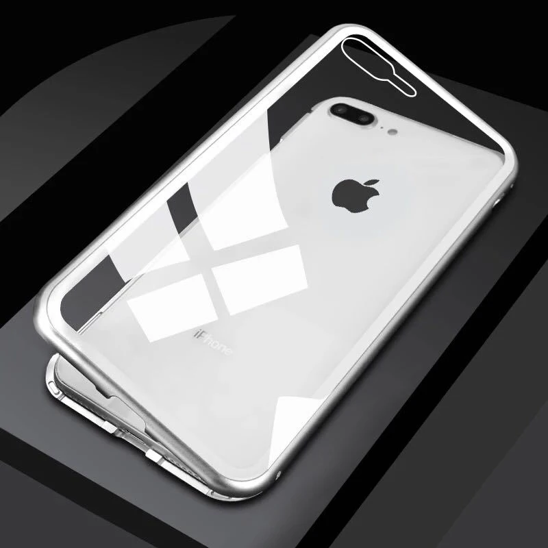 white clear Магнитный флип-чехол для honor 8X, чехол из прозрачного закаленного стекла, задняя крышка, металлический каркас, бампер, чехол для honor 8x max honer x8, для телефона honor 8x 6D - Цвет: white clear