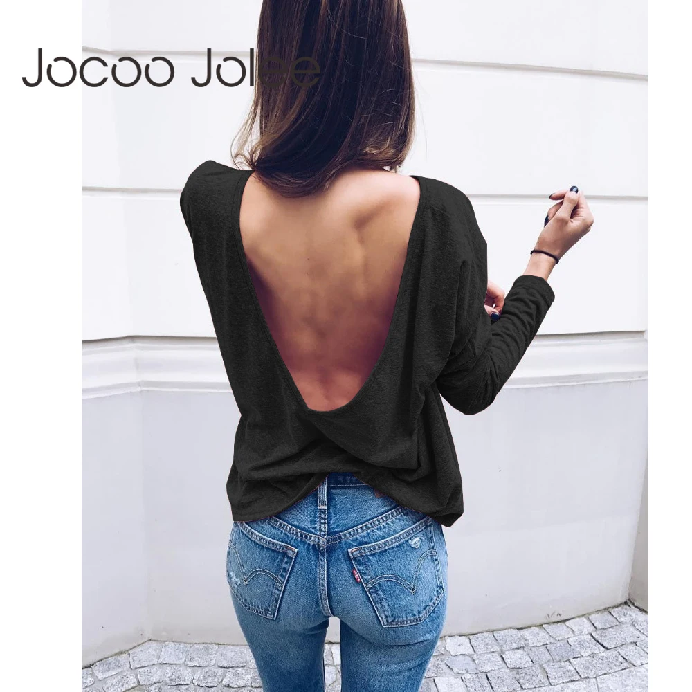 Новинка 2018 весенние модные базовые рубашки Jocoo Jolee женские сексуальные с открытой