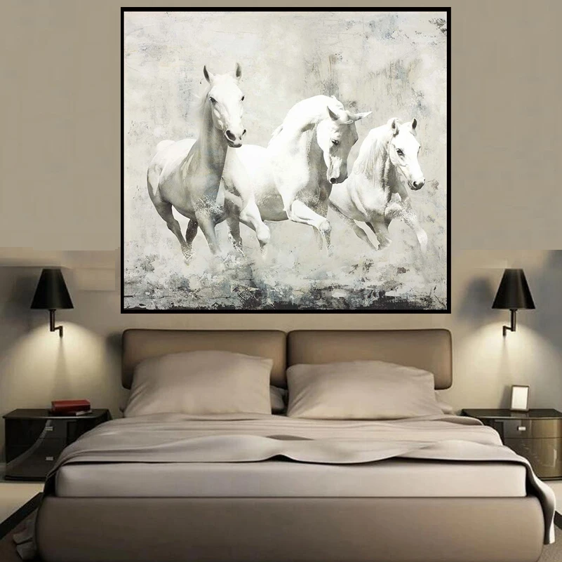Картина маслом Белая лошадь животное|paintings on canvas|living room paintingart oil painting |