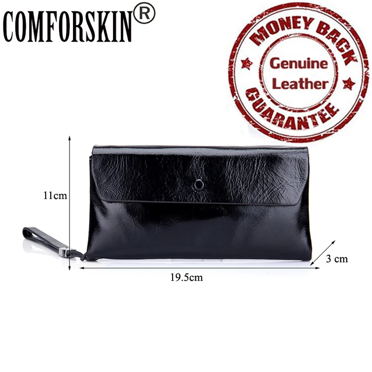 COMFORSKIN, натуральная кожа, масло, воск, длинный стиль, женский клатч, кошелек, Европейский и американский стиль, два сложения, женский кошелек,, Carteira