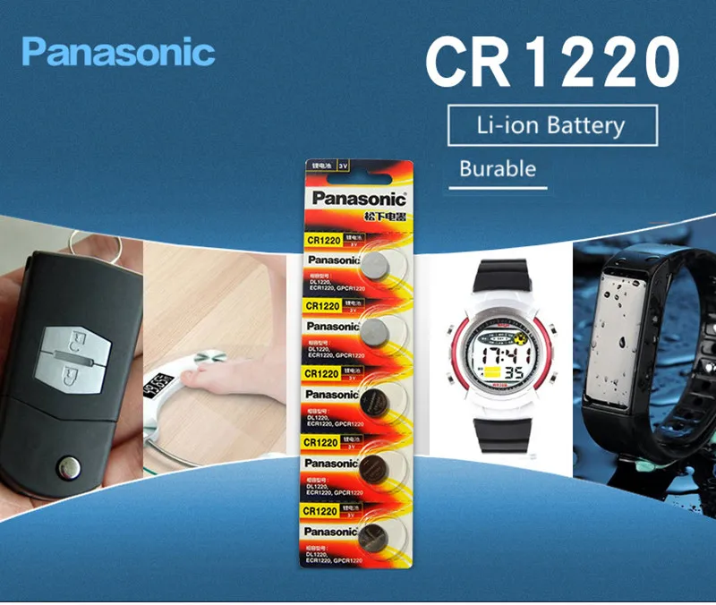 Оригинальные кнопочные аккумуляторы Panasonic CR1220 10 шт./лот CR 1220 литиевая монетная