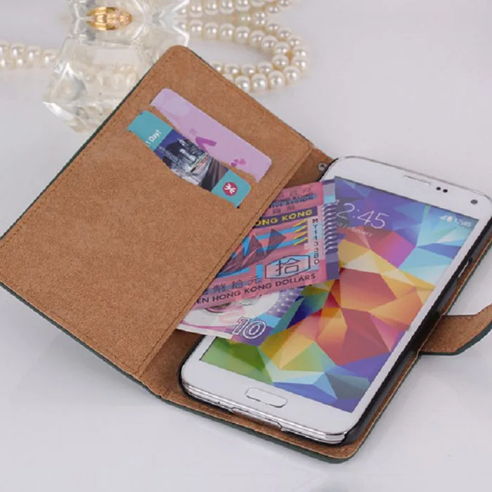 Retro Grain Style Leather Protective case with Stand Card Holder For Samsung galaxy S5 i9600 phone cases free ship FGW-5 |