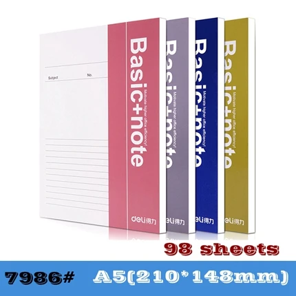 1PCS Deli 7650 Soft face notebook Hand writing notebook A5 B5 A4 32k Size optional 30-100 sheets notebook - Цвет: A5-98sheets