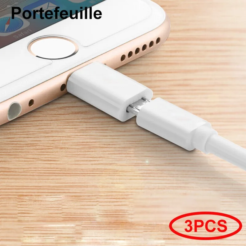 Зарядный Кабель адаптер Portefeuille 3 шт. Micro USB 8pin для iPhone 7 5 6 S s 8 plus 5C SE X 10 iPad iPod|ipod charge|usb