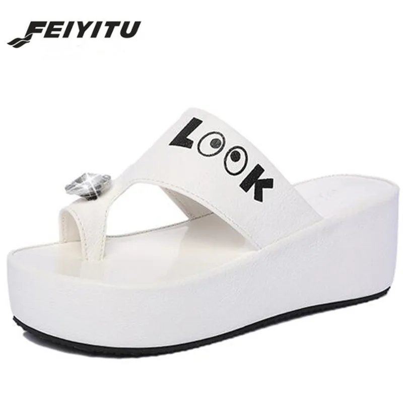 Летние женские пляжные тапочки FeiYiTu шлепанцы дизайнерская обувь на