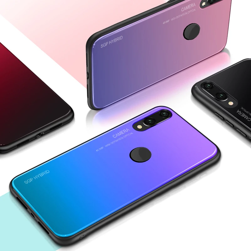 Градиентное закаленное стекло для huawei P20 Lite Pro Чехол телефона Mate20 P10 Plus Nova3 note10 P smart