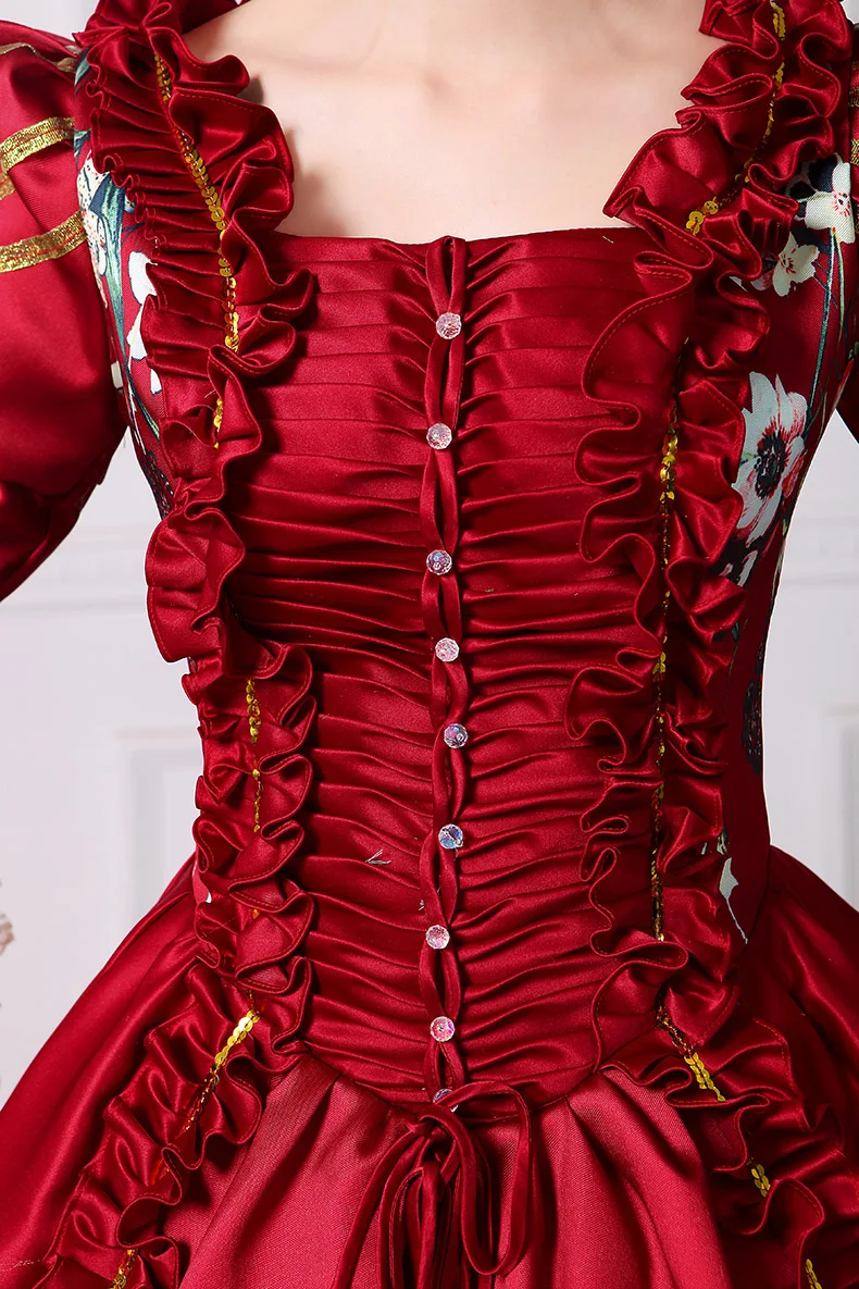 Платье принцессы маскарадное с квадратным вырезом и длинными расклешенными