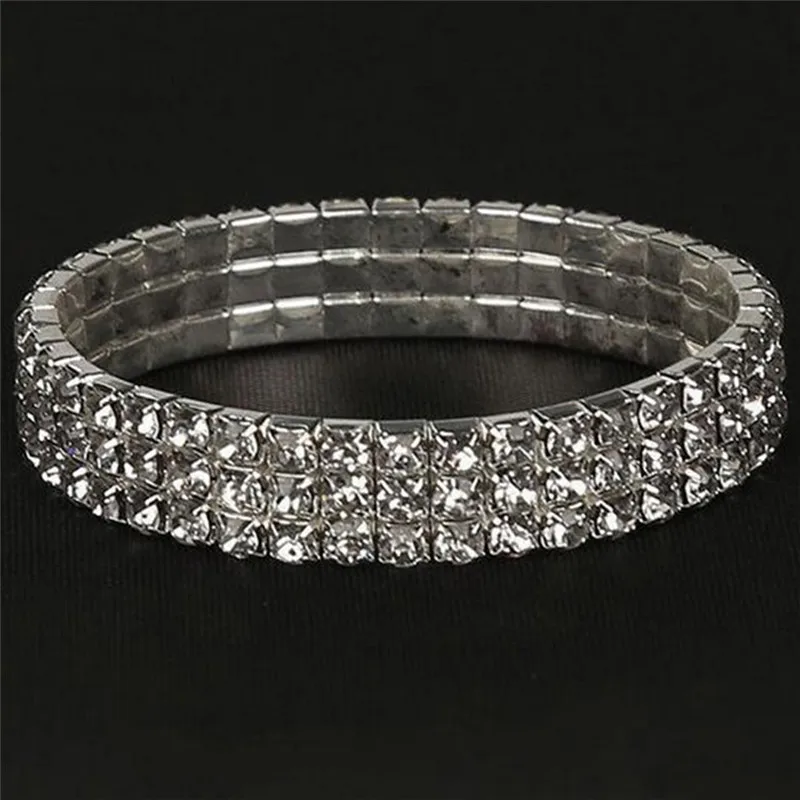 PINKSEE Блестящий Кристалл Стразы эластичный браслет свадебные ювелирные изделия