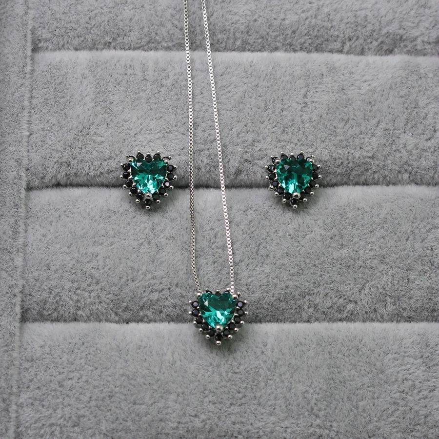 Новая мода сердце форма наборы для ухода за кожей серьги гвоздики и ожерелья