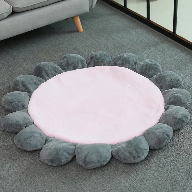 pink Круглый цветочный ковер для спальни, нескользящий детский коврик для ползания, компьютерный подвесной коврик для стула, детская комната, игровые коврики, подушка для занятий йогой - Цвет: pink