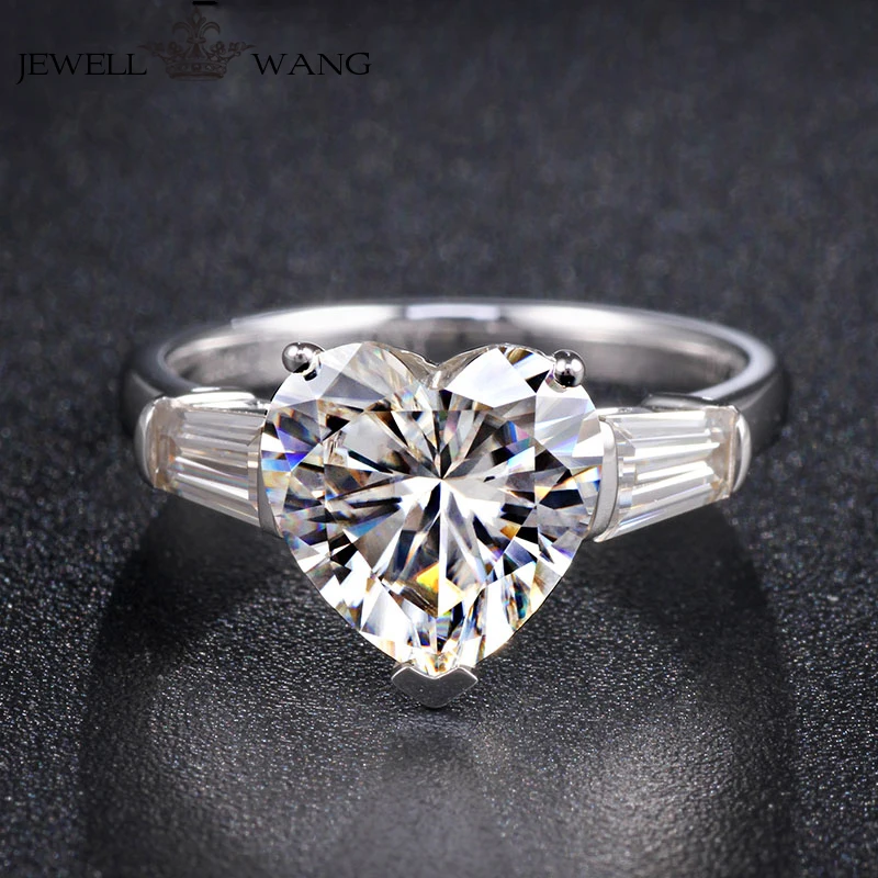 Ювелирные кольца из белого золота 18K для женщин, обручальное кольцо с муасанитами, сертификат сердца 3.0ct карат, Специальная установка зубец