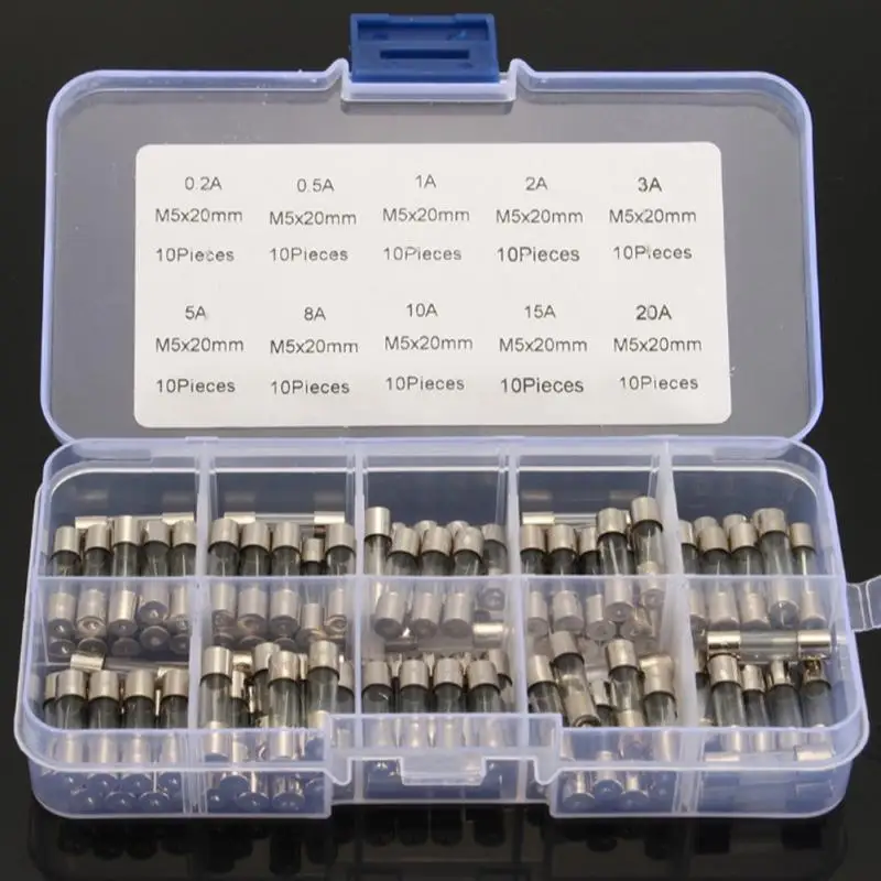 Горячая продажа 100 шт 5x20 мм быстро выдувные стеклянные трубки предохранители в