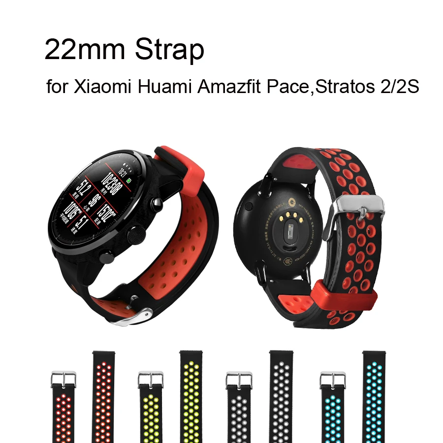 Силиконовый ремешок для смарт часов Amazfit GTR 47 мм 22 браслет на запястье Xiaomi Huami Stratos 3