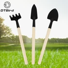 Мини-лопата грабли в комплекте, 3 шт., набор инструментов для сада, бонсай, металлическая деревянная ручка насадок, лопата для цветов в горшках DT6