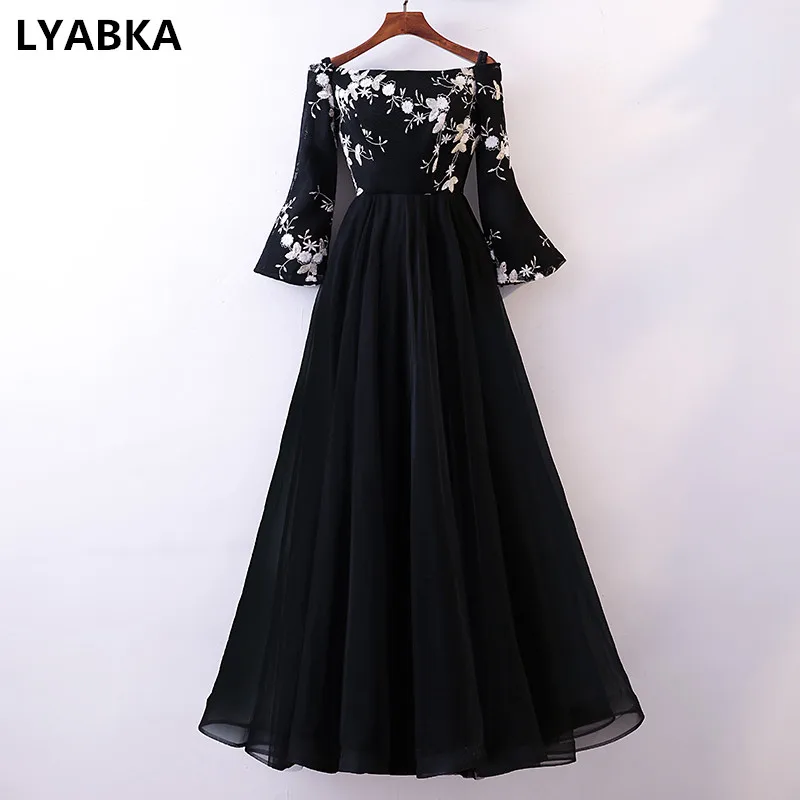 Вечернее платье черные вечерние платья высокого качества длинное вечернее с