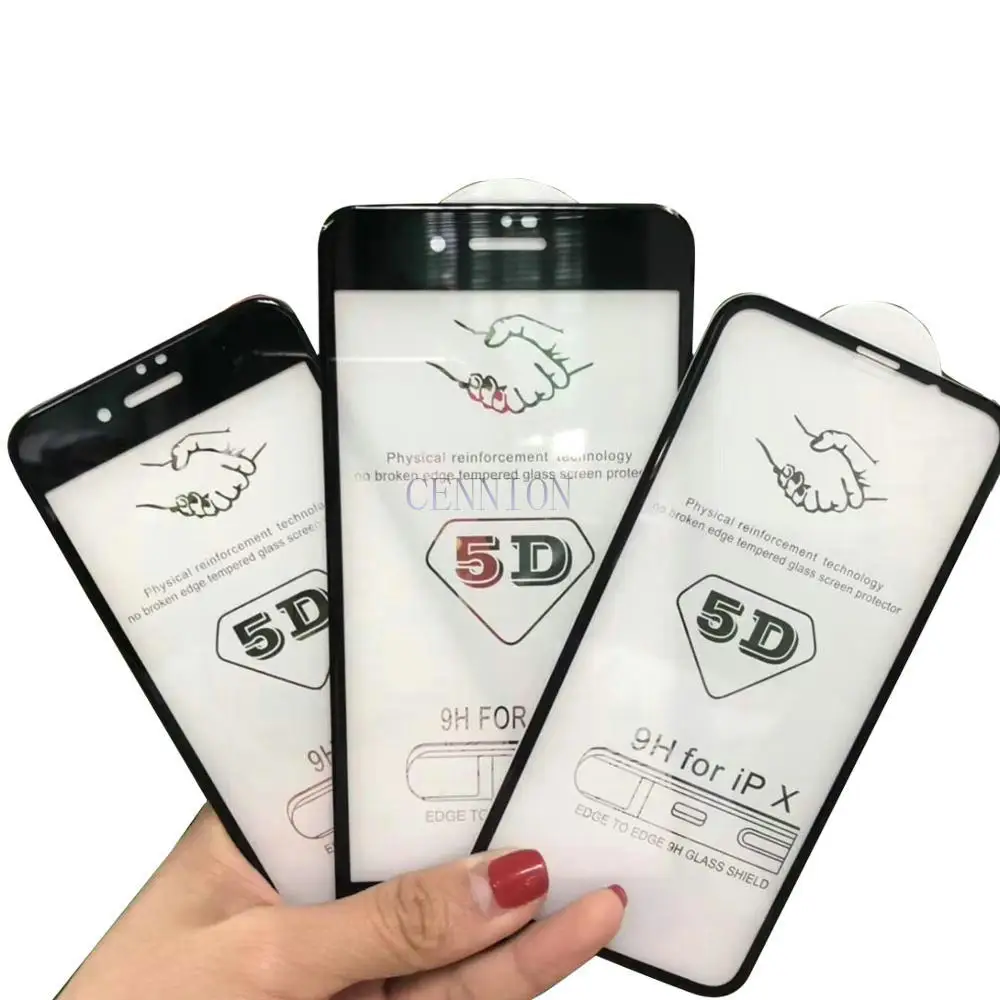 5D полное покрытие из закаленного стекла протектор для iPhone XR Xs Max X 6 7 8 plus 100 шт с розничной упаковкой