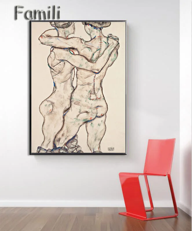 Egon Schiele тело цвет деление Эскиз Холст Искусство печать живопись плакат, Настенная картина для гостиной, домашний декор - Цвет: Светло-желтый